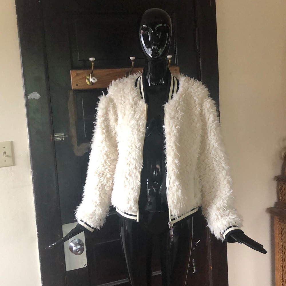 White faux fur jacket